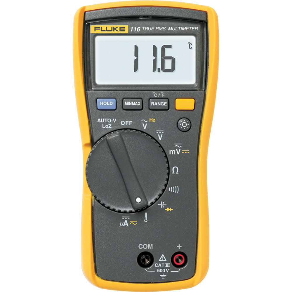 Fluke 116 HVAC Multimeter with Temperature & Microamps, 600V