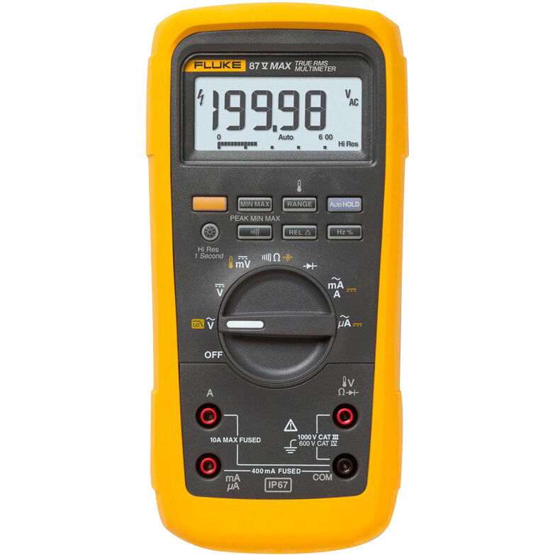 Fluke 87V MAX Rugged True-RMS Digital Multimeter, 1000V AC/DC