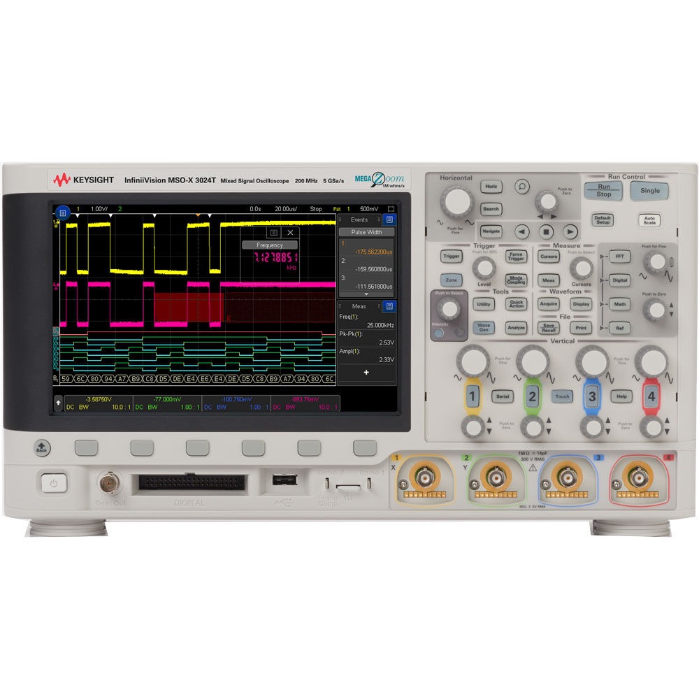 Keysight MSOX3024T Oscilloscope, Mix Signal, 200MHz 4+16-Channel, Touch Screen