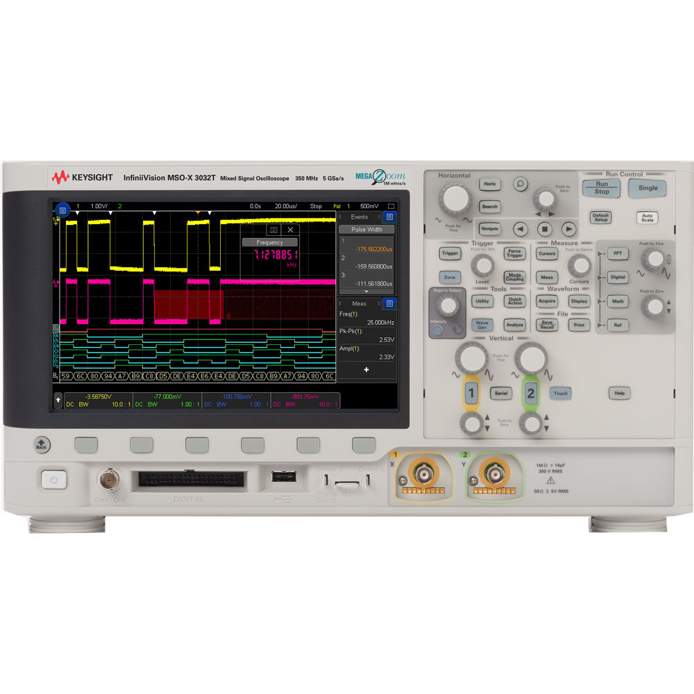 Keysight MSOX3032T Oscilloscope, Mixed Signal, 2+16- Channel, 350MHz Touch Screen