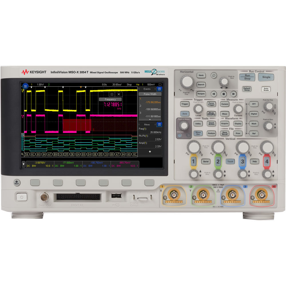 Keysight MSOX3054T Oscilloscope, Mixed Signal, 4+16- Channel, 500MHz Touch Screen